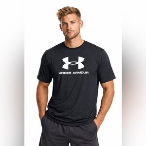 Under Armour Logo T-Shirt Men’s XXL Loose Fit Black Short Sleeve Tee